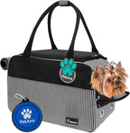 PetAmi Dog Purse Carrier for Small Dogs Cats, TSA Airline Approved Soft-Sided Pet Carrier with Pockets, Ventilated Travel Tote Bag with Bed & Shoulder Strap, Puppy Kitten, Max 12 lbs, Stripe Black