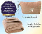 BlueHills 2-Pack Mini Premium Soft Plush Travel Blanket Pillow Airplane Essentials for Two in bag Flight Traveling Warm Portable Plane Blankets Compact Cozy Traveler Backpack Blankets Warm Beige - M26