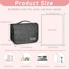 Toiletry Bag Travel Bag with Hanging Hook, Waterproof Capacity Hanging Multifunctional Makeup Bag for Toiletries, Portable Cosmetic Bag Travel Organizer for Women and Men(Black)