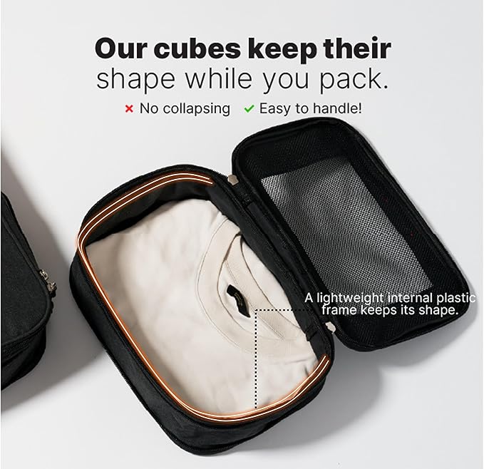 LeanTravel Premium Compression Packing Cubes for Travel - Suitcase Organizer Bags with Double Zipper & Breathable Mesh Panel - Space Saving Carry On Luggage Essentials (6-Pack, Grey, Black, Brown)