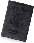 Passport Holder for Travel Essentials, RFID Blocking Passport Cover Wallet Card Case for Women and Men, PU Leather, Black