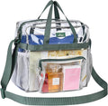 MAY TREE Clear Bag for Stadium Events 12×6×12 Clear Tote Lunch Bag with Reinforced Straps for Work, Sporting Events and Gym, Green