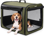 Large Dog Car Carrier Light Weight, 27×20.5×20.5ins Dog Carrier for Cars, Portable Dog Car Crate with Breathable Windows, Stable Pet Carrier for Both Indoor and Outdoor Use, Pet Travel Crate Green