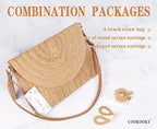 COOKOOKY Straw Clutch Handbag Summer Beach Straw Purse for Women woven Envelope Bag | Straw, Summer, Beach, woven, Straw, Summer