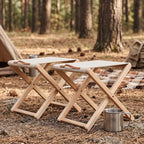 Folding Camping Stools Set of 6, Canvas Folding Stool with Wood Legs Portable Camp Stool Chairs for Outdoor Fishing Picnic Travel BBQ, Beige