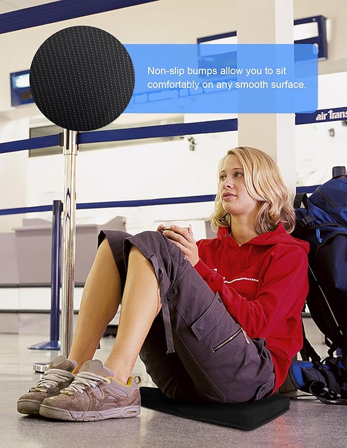 FASTMOMENT Airplane Seat Cushion Portable Travel Cushion for Comfort Foldable Stadium Pad with Breathable Fabric Seat Pad Perfect for Long Flights, Office, Bleacher, Camping