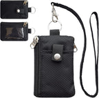 CHENSPRX Minimalist RFID Blocking Small Wallet with ID Window,WaterResistant Zip Id Case Wallet with Lanyard Keychain for Cards,Cash,Travel,Women,Men