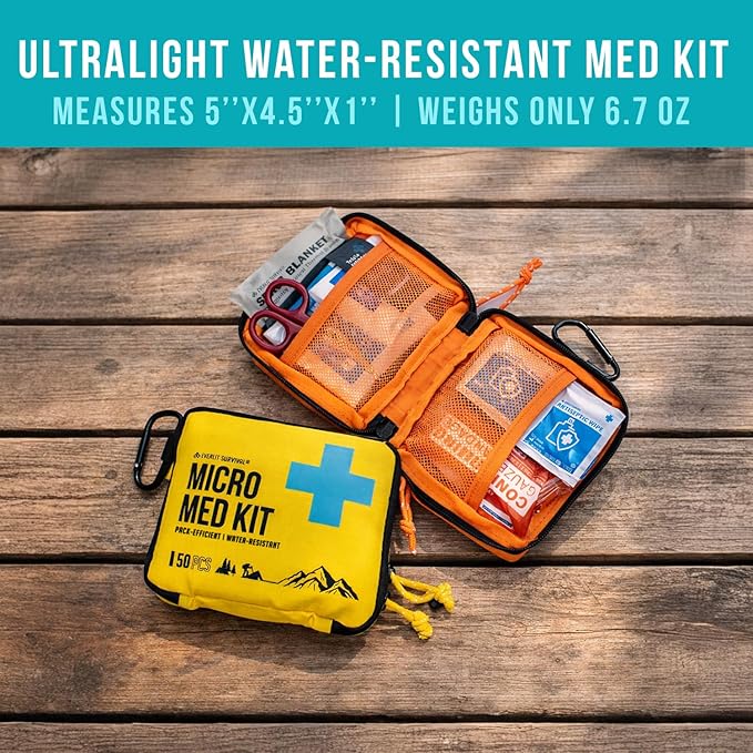 EVERLIT Mini First Aid Kit [3-Pack], Ultralight Compact Water-Resistant Hiker Medical Kit, Bulk First Aid Kit, Pack-Efficient for Camping, Hiking, Ourdoor Adventure, Travel, Pack of 3