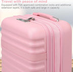 Kono Expandable 28 Inch Large Checked Luggage: ABS+PC Hardside Trolley Travel Case - Hard Shell Suitcase with TSA Lock, Cream/Pink