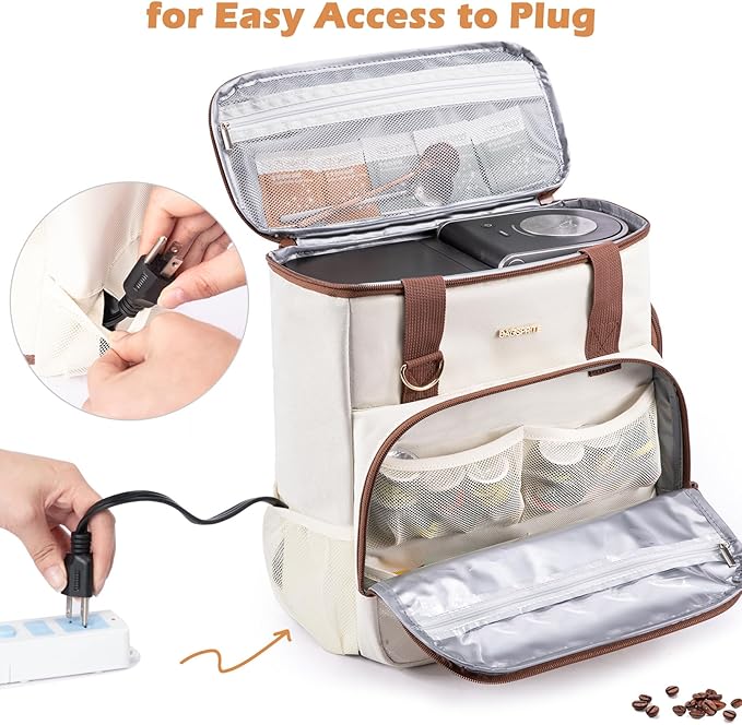 BAGSPRITE Travel Coffee Maker Carrying Case for Keurig K-Mini Plus & K-Slim – Portable Single Serve Coffee Machine Storage Bag with Accessories Space, Coffe e Maker Travel Bag