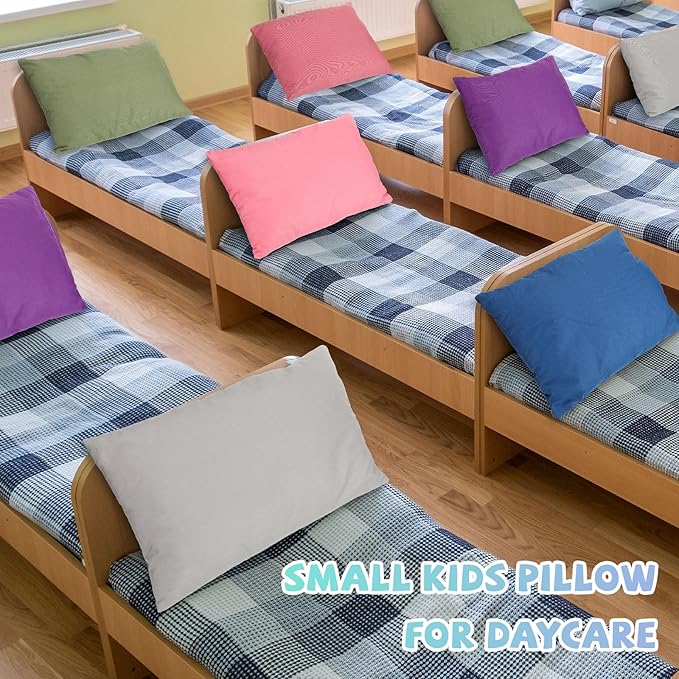 Kigley 12 Pack Mini Pillows for Daycare 9.1 x 13.8'' Small Travel Pillow Bulk Soft Breathable Cotton Pillow for Nap Travel Pet Neck Lumbar Purse Insert (Dark Color)