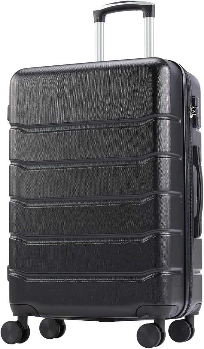 OLIXIS 28 Inch Luggage, Hardside Checked Suitcase with Spinner Wheels, Lightweight ABS Hard Shell Travel Luggage, TSA Approved Lock, Expandable Large Suitcase for Business & Travel–Black