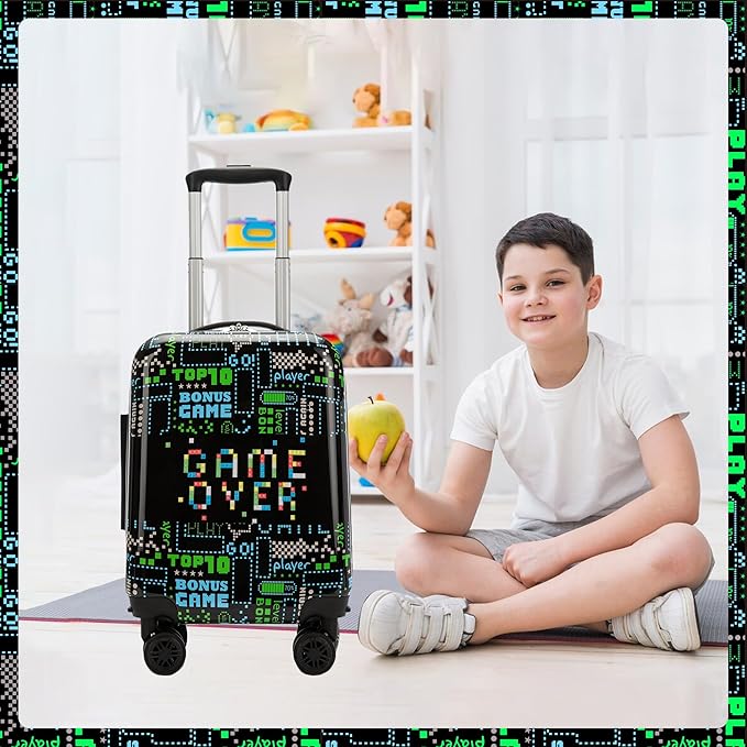 Kid’s Luggage Set 2 Piece Suitcase Set 16’’ Hardside Luggage with Spinner Wheels Girls Boys Carry on Toddler Luggage Travel Rolling Luggage Carry on Luggage Airline Approved