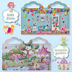 6 Set (260pcs) Puffy Sticker Books Activity for Girls, Reusable Stickers Book, Fairytale+Garden+Princess Party+Mermaid+Kids Zone+Girls' Shop, Travel Book for Kids Ages 3+