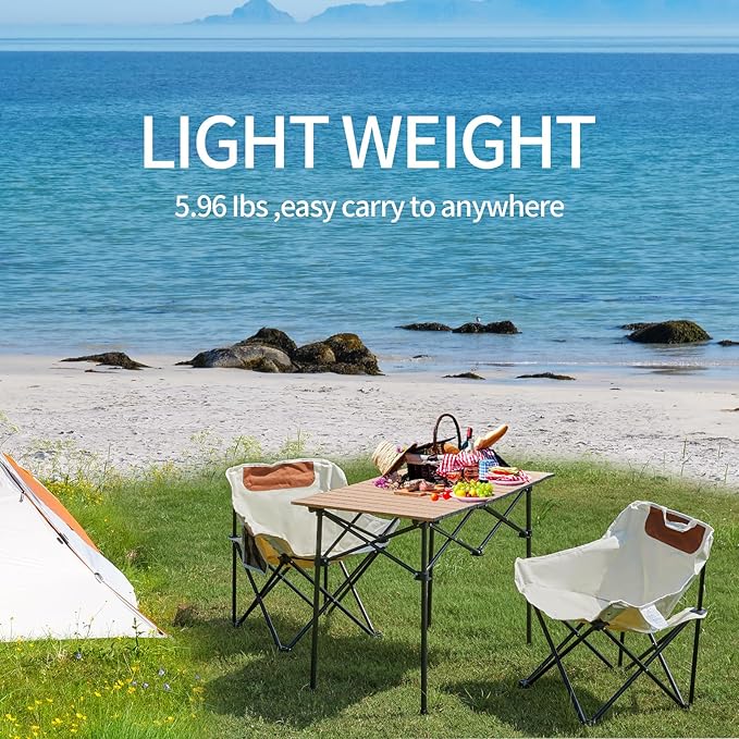 SHANQUAN 2 Pack Folding Camping Chair, Compact Camp Chair,Outdoor Lawn Portable Lightweight Backpacking Chair with Carrying Bag for Outdoor Camp,Travel,Beach,Picnic,Fishing, Hiking (Beige)