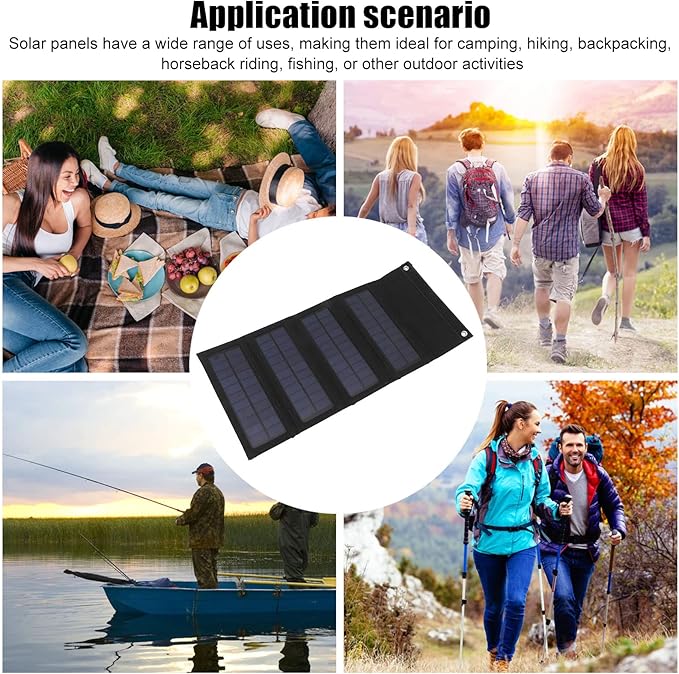 40W 4 Fold Solar Panel Charging Bag Folding Bag Foldable Monocrystalline Solar Panel for Outdoor Cam Hiking Charging Black for Home Use (Black)