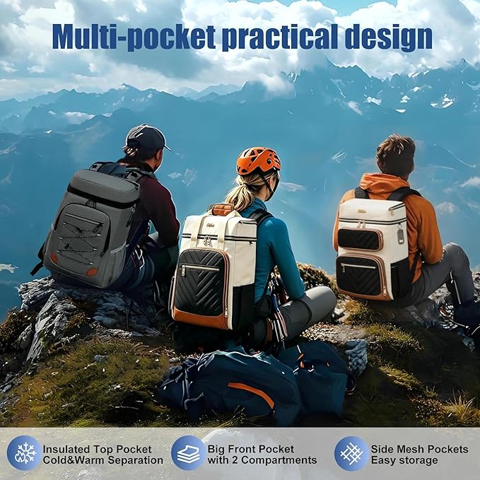 Backpack Cooler Insulated Leak Proof, Lightweight Soft Sided Cooler Backpack for Men Women, Waterproof Beach Cooler Bag Lunch Backpack for Camping Hiking Picnic Fishing Travel Outdoor