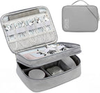 Lanola Travel Cable Organizer Bag, Electronic Accessories Case Portable Double Layer Cable Storage Bag for Cord,phone,Charger, Flash Drive,SD Card,Phone,Power Bank,Personal Items - Grey