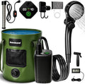 Portable Shower for Camping, 6000mAh Rechargeable Camp Shower Pump with Large Capacity Foldable Bucket, Filtered Shower Head, Outdoor Camping Shower Kit for Travel, Pet Bath, Car Washing