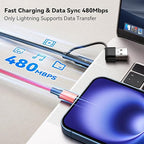 6 in 1 Multiple Charging Cable, 2Pack 6Ft Multi Chargers Cord for All Devices Braided USB A/C to Lightning/Type C/Micro USB Ports Universal Charger Cable for iPhone Series/Samsung/Tablets/PS and More