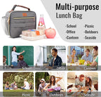 Genteen Lunch Box for Men Women Adults Kids - Insulated Small LunchBox Reusable, Zip Closure & Buckle Handle, Portable Cooler for Work, School, Travel (Gray)