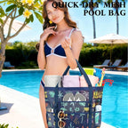 Fammart Mesh Beach Bag, Large Beach Tote with Zipper Pocket, Toys Pool Bag for Family Travel Vacation Cruise Essentials