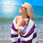 Exclusivo Mezcla 4 Pack Cotton Oversized 35x70 Inches Soft Cabana Stripe Thick Beach Towel, Super Absorbent Travel Bath Pool Towel (Purple)