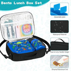 wiwens Bento Lunch Box for Kids with 12oz Soup Thermo Leak-Proof Lunch Food Container with 5 Compartment Thermo Hot Food Jar and Insulated Lunch Bag for Kid Toddler Girls Boys to School