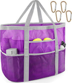 SRISE Mesh Beach Bag - Large Beach Tote Bag for Family Beach Bag for Toys & Vacation Essentials