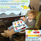 Esjay Toddler Busy Board Montessori Toys for Boys Girls, Sensory Book Educational Activities for Learning Fine Motor Skills, Birthday Gifts for Toddlers, Travel Toys for Airplane Car, White Dinosaur