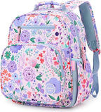 mibasies Kids Backpack for Girls: Girls Backpack 5-8 - Kindergarten Elementary School Bookbag for Girl - Flower Pinkish Blue