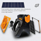 Upgraded Solar Camping Fan with Lantern - Rechargeable Battery Operated Fan 90° Adjustable Portable Table Fan for Hurricane Power Indoor Outdoor Use(Orange)