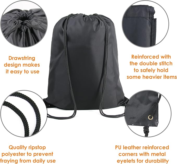 BeeGreen Black Maroon Drawstring Backpack Bags Bulk 2 Pack X-Large 22.4" L x 17.5" W Sports Cinch Sack Gym String Bags Machine Washable Heavy Duty String Backpack For Men Women