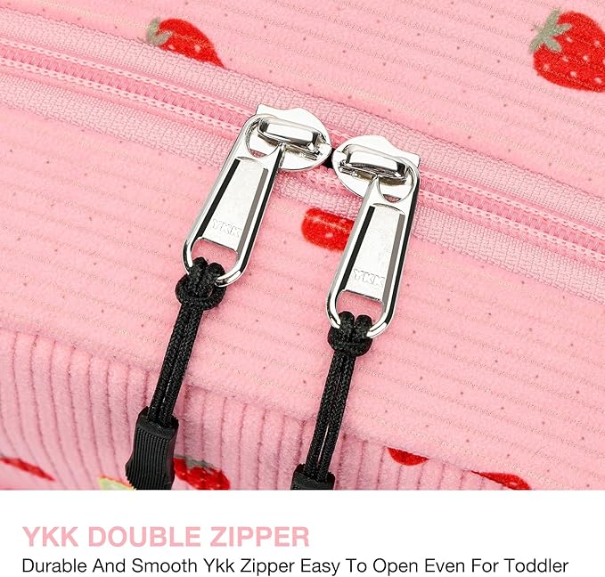 STEAMEDBUN Corduroy Toddler Backpack for Girls 2-4: Kids backpack for Boys Girls - 12 inch Preschool Kindergarten Backpacks - Strawberry