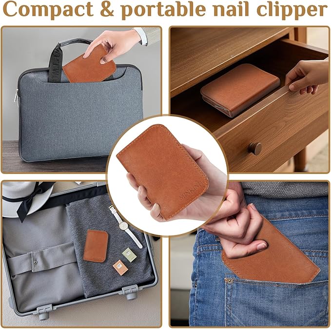 MINKINH Manicure Set Professional Nail Clipper Kit-26 Pieces Stainless Steel Manicure Kit,Nail Care Tools with Luxurious Travel Case (Brown)
