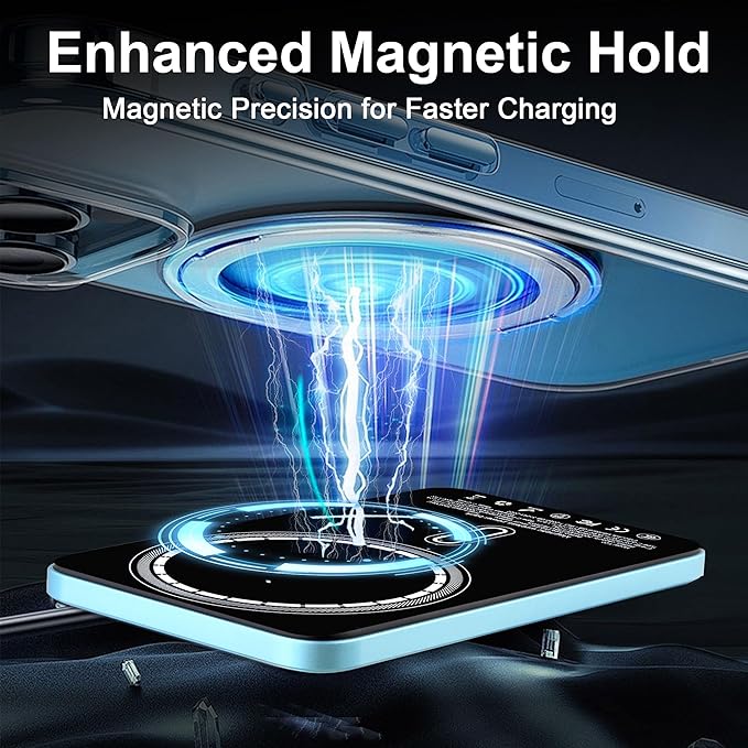 Magnetic Portable Charger 5000mAh, 15W Ultra Slim Wireless Portable Charger, Fast Charging for iPhone 17/16/15/14/13/12 Pro/Pro Max/Plus, Metal Shell, USB-C Cable to Charge Other Phones (Blue) | Magnetic, 5000mAh, 15W, Ultra Slim, Fast Charging, Metal ...