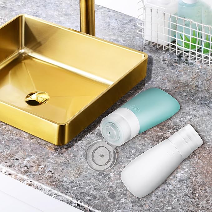 4 Pcs 60ml Travel Squeeze Bottles for Toiletries, Refillable Pvc Sample Bottles with Caps, Leakproof Dispenser Containers for Shampoo, Lotion, and Liquid Packing