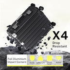 Krute Zipperless Luggage 24 Inch Aluminum Frame Suitcase with Spinner Wheels PC+ABS Hardide Checked Luggage TSA Approved No Zipper Travel Suitcase Black