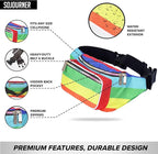 Rainbow Fanny Pack Belt bag - Crossbody Waist Bag for Men or Women - Hands-Free, Waterproof Large Bumbag for Hiking, Running, and Travel