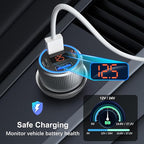 4-Port USB C Car Charger for iPhone 17/16e/15 Pro Max, 65W Multi Port PD+QC 3.0 Fast Charging Dual 12V USB-C&USB-A Car Charger Cigarette Lighter Adapter Voltmeter for iPhone Air 17 16 15 Pro