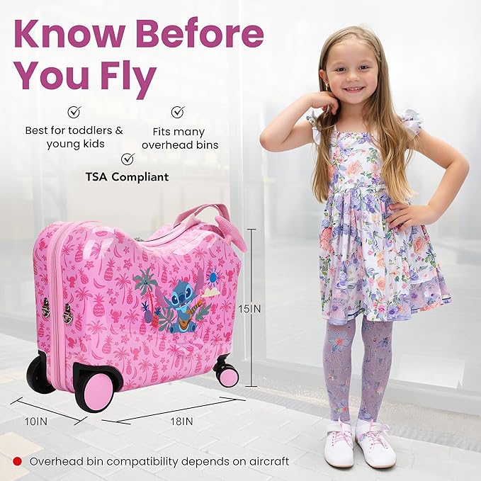 Bioworld Lilo & Stitch Tropical Stitch Ride-On Luggage For Kids & Toddlers