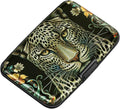 ELFISH Mini RFID Aluminum Wallet Credit Cards Holder Business Card Case Metal ID Case for Men Women(Black Leopard)