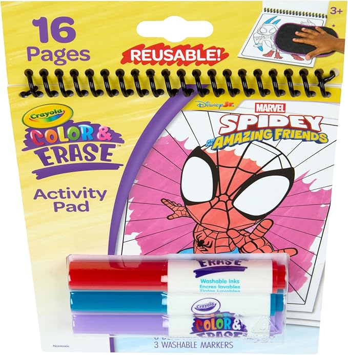 Crayola Color & Erase Reusable Activity Pad - Spidey and His Amazing Friends, Erasable Coloring Pages, Spiderman Toy for Toddlers, Travel Activity