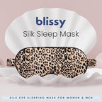Blissy Silk Sleep Mask - Eye Sleeping Mask for Women & Men for Total Blackout - 100% Pure Mulberry Silk, 22 Momme 6a Fibers - Blindfold Sleep Mask Side Sleeper Eye Cover (Leopard)