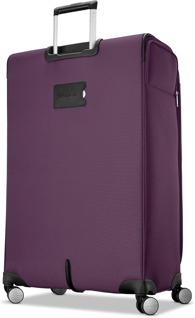Samsonite 2-PC Soft-Sided 21/29” (Carry-On & Large Checked), Lightweight Expandable Element Luggage Set with 2 Front & 1 Side Pocket, Four Spinner Wheels, Adjustable Handle, Durable- Purple