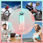 QLUR Water Bottle with Straw, 32oz Motivational Water Bottles with Time Marker to Drink, Tritan BPA Free, 1L Sports Water Bottle with Carry Strap LeakProof for Women Gym Fitness Outdoor (1 Pack)