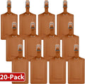 Travelambo 20 Pack Luggage Tags for Suitcases Privacy Protection Bag Tags Faux Leather Travel Accessories Essential, Yellowish Brown