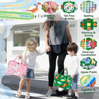 Esjay Toddler Busy Board Montessori Toys for Boys and Girls, Sensory Book Educational Activities for Learning Fine Motor Skills, Birthday Gifts Toddlers, Travel Toys for Airplane Car, Green Dinosaur