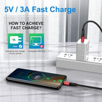 USB Type C Cable Fast Charging,3pack 10ft Premium Nylon Braided 3A Rapid Charger Quick Cord,Type C to A Cable Compatible for Samsung Galaxy S21 S20 S10 S9 S8 Plus,Note 20 10 9 8, LG V50 V40 G8（Red）