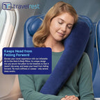 TRAVELREST All-in-One Travel Neck Support & Body Pillow - Airplane Pillow for Long Flight Comfort, Travel Essentials, Sleeping Accessories, Memory Foam, Headrest Support Seat for Car (Blue)